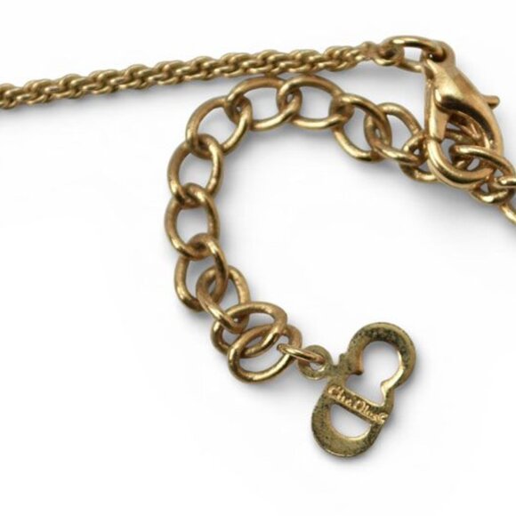 CHRISTIAN DIOR - Gold CD logo Crystal Necklace – Camellia  Christian Dior Necklace Vintage Logo Circle Rhinestone